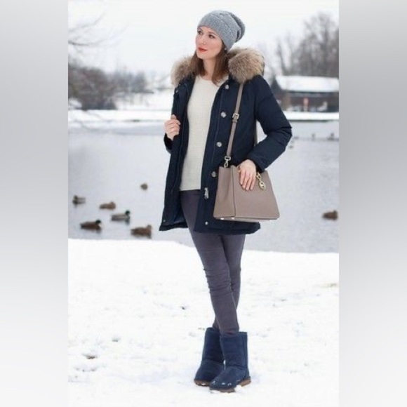 Cozy Navy Blue Mini Shearling Ankle Boots 6 - Picture 4 of 12